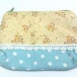 Vintage Floral And Polka Dots Print Zipper Pouch