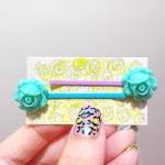 Clay Flower Bobby Hair Pin In A Pair ( Mint Green..