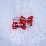 Mini Red Polka Dots Bow Hair Pins ( 2 In A Set )