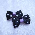 Mini Black Polka Dots Bow Hair Pins ( 2 In A Set )