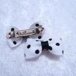 Mini White Polka Dots Bow Hair Pins ( 2 In A Set )