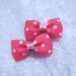 Mini Pink Polka Dots Bow Hair Pins ( 2 In A Set )