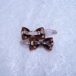 Mini Brown (chocolate) Polka Dots Bow Hair Pins (..