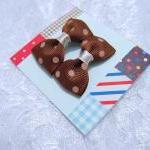 Mini Brown (chocolate) Polka Dots Bow Hair Pins (..
