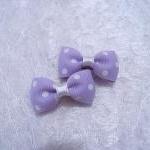 Mini Pastel Purple With White Polka Dots Bow Hair..