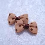 Mini Pastel Brown Polka Dots Bow Hair Pins ( 2 In..