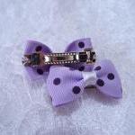 Mini Pastel Purple Polka Dots Bow Hair Pins ( 2 In..