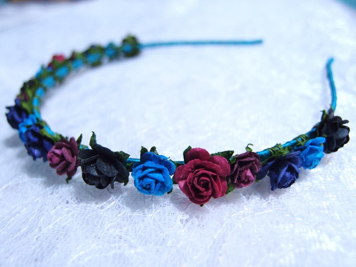 Floral Headpiece/ Hair Wreath/ Hair Crown ( Black, Navy Blue, Maroon )