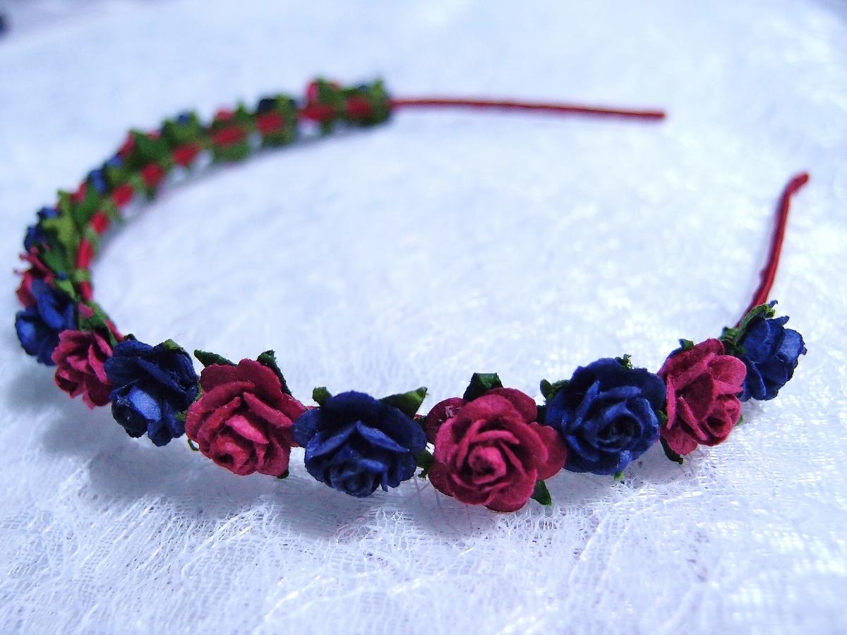 Floral Headpiece/ Hair Wreath/ Hair Crown ( Navy Blue And Maroon )
