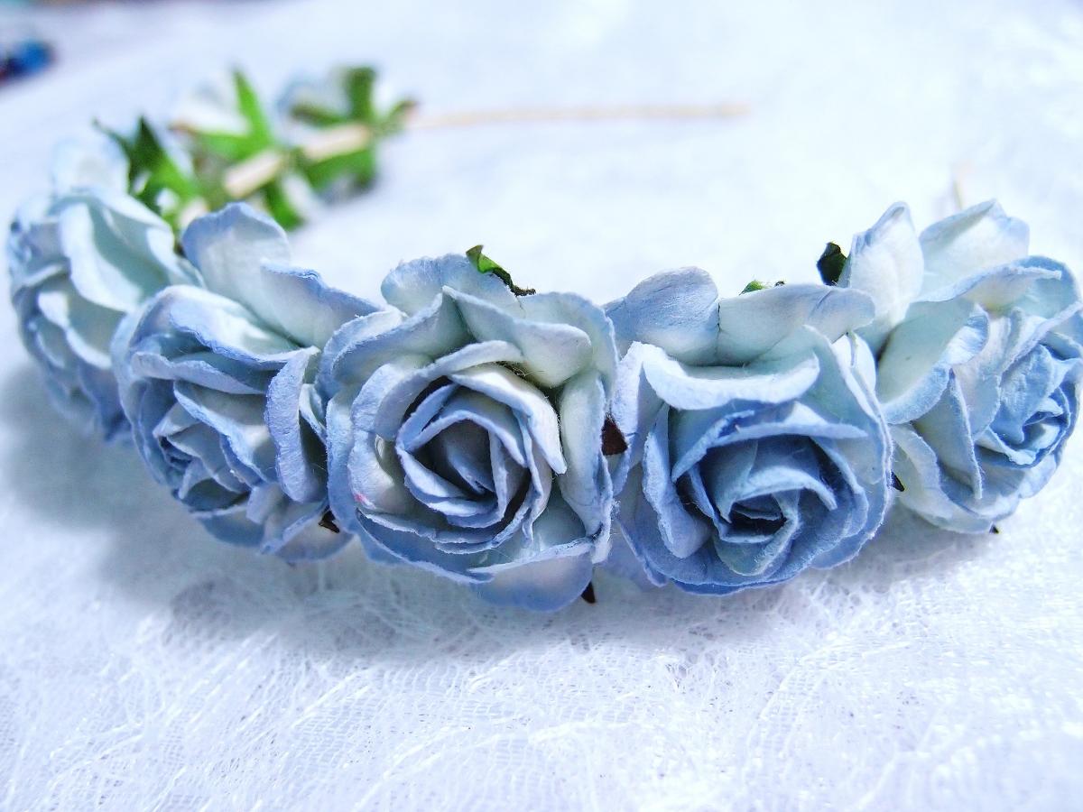 Blue Floral Headpiece/ Hair Wreath/ Hair Crown