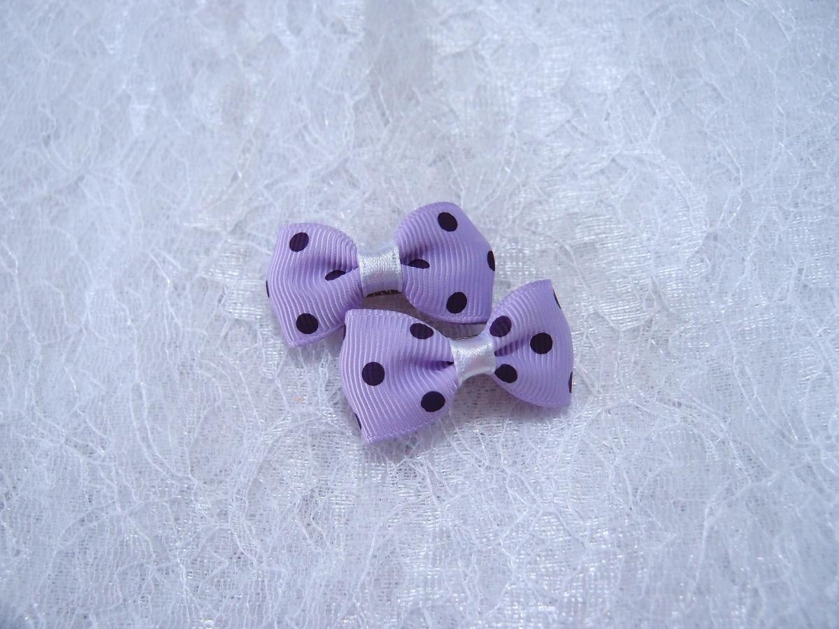 Mini Pastel Purple Polka Dots Bow Hair Pins ( 2 In A Set ) on Luulla